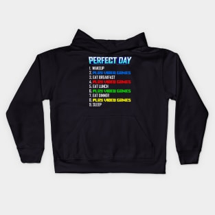 My Perfect Day Play Video Games  Funny Cool Gamer Kids Hoodie